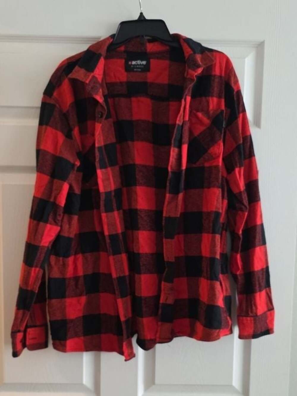 Active Ride Shop Men's Red & Black Buffalo Plaid Flannel Shirt XL